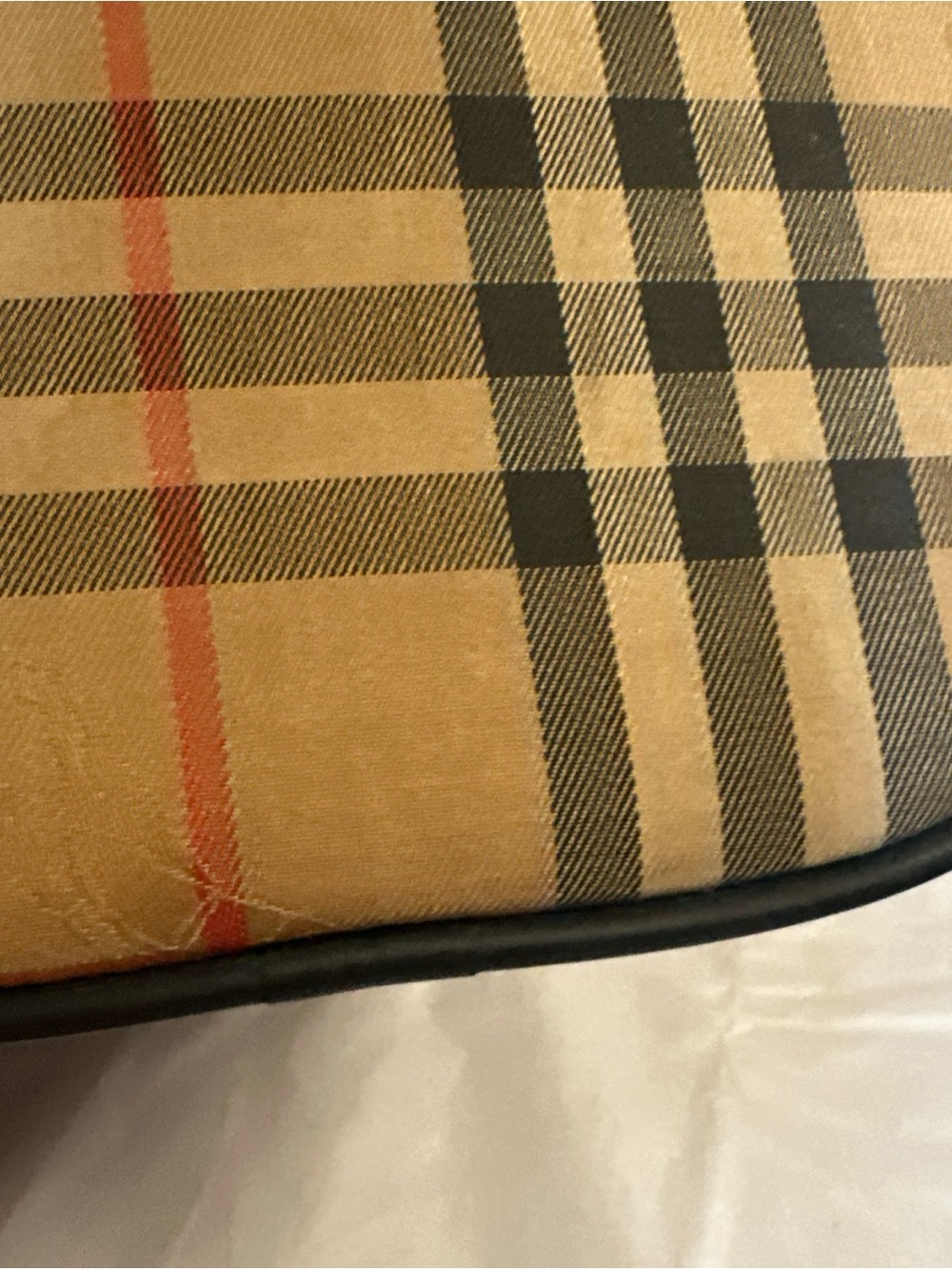 Vintage Burberry Plaid Duffel Boston Bag with Black Leather Trim - Picture 14 of 16